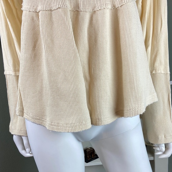 NWOT Pol Cream Buttoned shirt blouse Top oversized Waffle fabric asymmetrical M - Picture 8 of 14